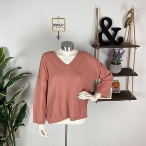 Madewell Women's V-Neck Sweater in Dusty Rose Med